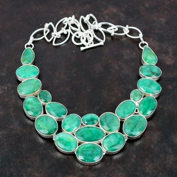 Mine Skota Emerald Necklace – Natural Emerald Handmade in 925 Sterling Silver, Unique Gift for Her