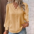 thumbnail image 5 of Guiexla Women Shirt V-neck Lace Splicing Trim Long Sleeve Pullover Tops Solid Color Loose Fit Top with Lace Decoration, 5 of 7