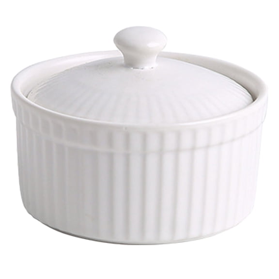 Ceramic Baking Ramekins with Lids Oven Safe Ceramics Ramekin Bowls for Baking, Porcelain Baking Dishes for Souffle, Creme Brulee, Lava Cake, Ice Cream Desserts, Snacks, Meal-prep(White,3.3x3.3x2.5")