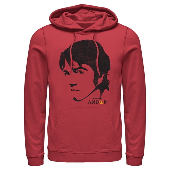 Men's Star Wars: Andor Cassian Eye Glare Pull Over Hoodie Red 3X Large