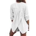 thumbnail image 3 of DYMADE Women Plus Size V-neck Back Cross Long Sleeve Casual T-shirt Top, 3 of 4