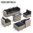 thumbnail image 5 of Amopatio 8 Pieces Patio Conversation Set With Firepit, Outdoor Sectional PE Rattan Wicker Furniture Seat,BLACK, 5 of 11