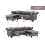 Glory Furniture Nola Velvet Sofa Chaise in Dark Gray