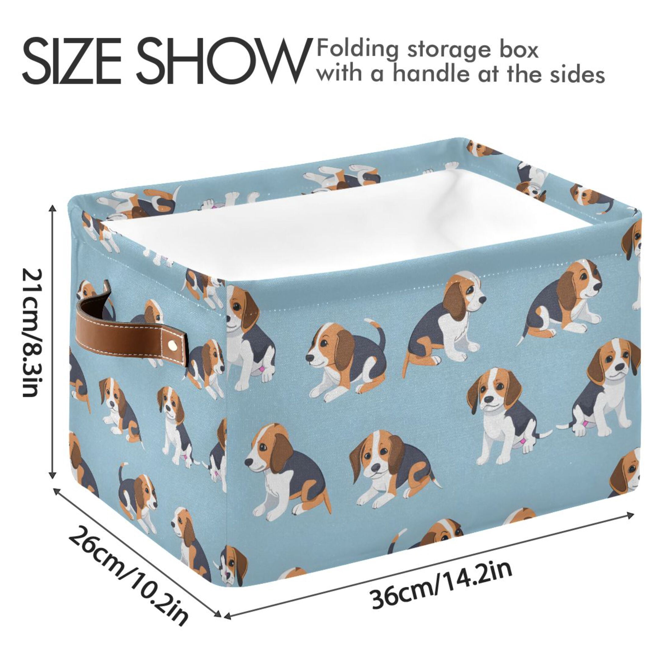 Ryvnso Cute Beagle Dogs Storage Basket Large Bin Foldable Boxes Toys Organizer 14.2x10.2x8.3in 2 PCs