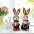 thumbnail image 6 of OEFNTAC Easter Bunny Couple Figurines Handcrafted Straw Standing Tabletop Figurine Home Decor Romantic Kids Gift Spring Ornaments Centerpiece Bunny Figures, 6 of 6