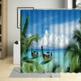 thumbnail image 5 of Seaside Nature Scenery Bathroom Decor Summer Beach Coconut Tree Ship Shower Curtain Polyester Fabric Bathtub Curtains With, 5 of 8