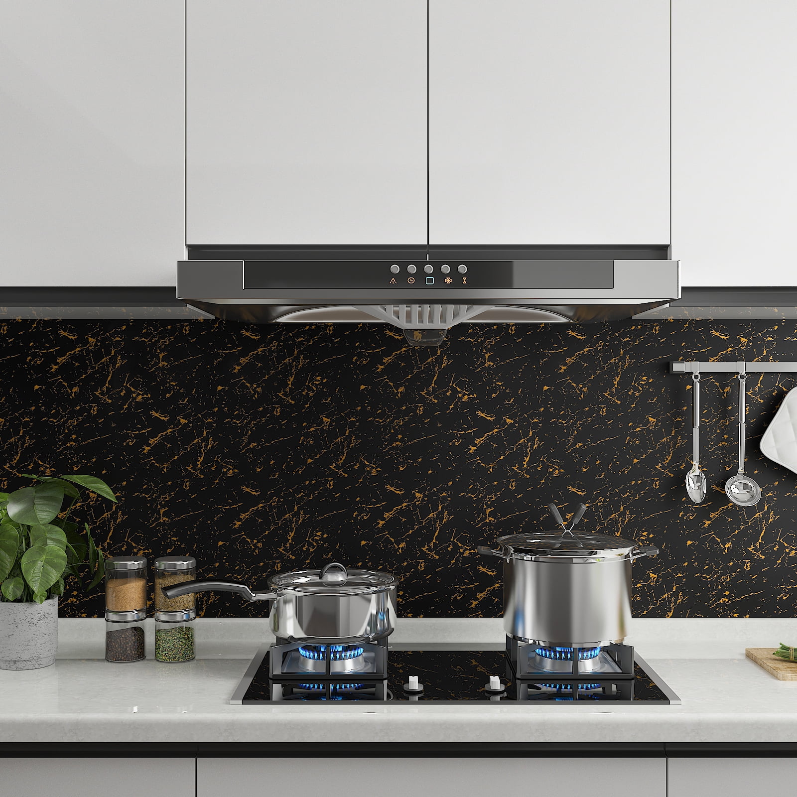 CHIHUT 17.7”x236” Black Gold Marble Contact Paper for Countertops Self Adhesive Vinyl Wallpaper