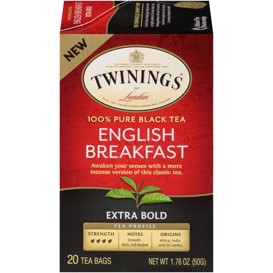 (6 Boxes) Twinings of London English Breakfast Extra Bold Black Tea Bags, 20 Ct