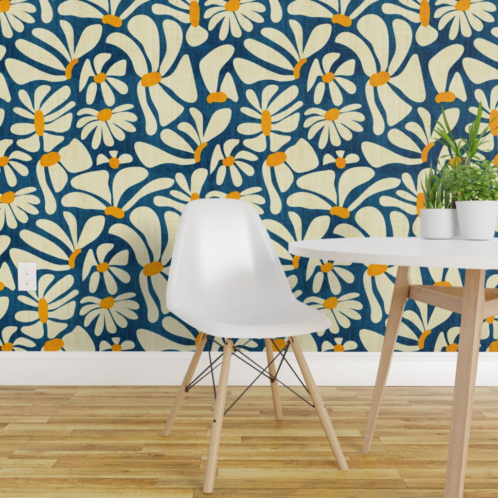 Vibrant Retro Inspired Daisies Wallpaper | Floral Design | Happywall
