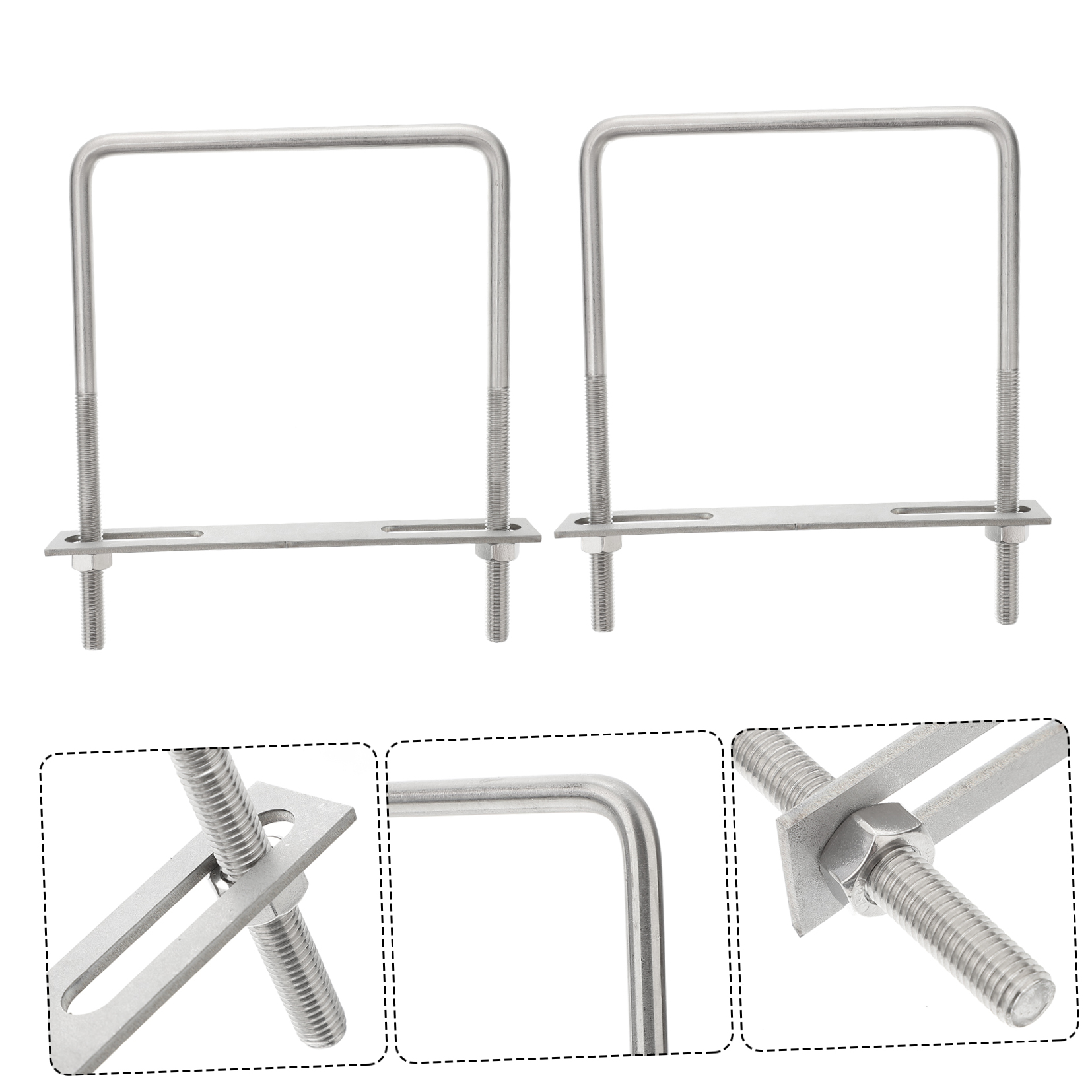 BESTYASH 4 Pieces Stainless Steel Right Angle U Bolts for Outdoor Applications and Aluminum Column Base Support