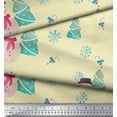 thumbnail image 3 of Soimoi Yellow Poly Georgette Fabric Snowman & Tree Christmas Print Sewing Fabric Yard 52 Inch Wide, 3 of 5
