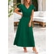 thumbnail image 5 of Vestido largo PRETTYGARDEN para mujer, verano, cuello en V, volantes, verde oscuro, 5 of 9