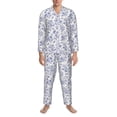 thumbnail image 3 of Balery Floral Butterfly Pijama para Hombre de Dos Piezas con Manga Larga, Conjunto de Dormir y Descanso Suave con Bolsillos-XX-Large, 3 of 7