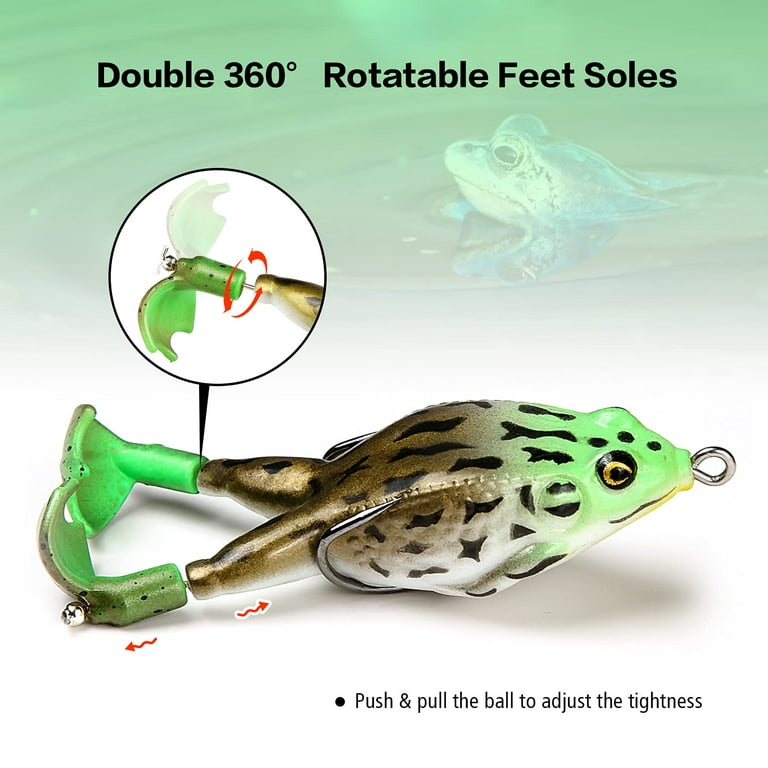  Topwater Frog Lure Bass Trout Fishing Lures Kit Set Realistic  Prop Frog Soft Swimbait Floating Bait with Weedless Hooks for Freshwater  Saltwater (Pack of 3-HC)