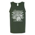 thumbnail image 2 of Wild Bobby, Greaser Outlaw Hot Rod Gambling Mechanic Pop Culture Mens Graphic Tank Top, Forest Green, Small, 2 of 3
