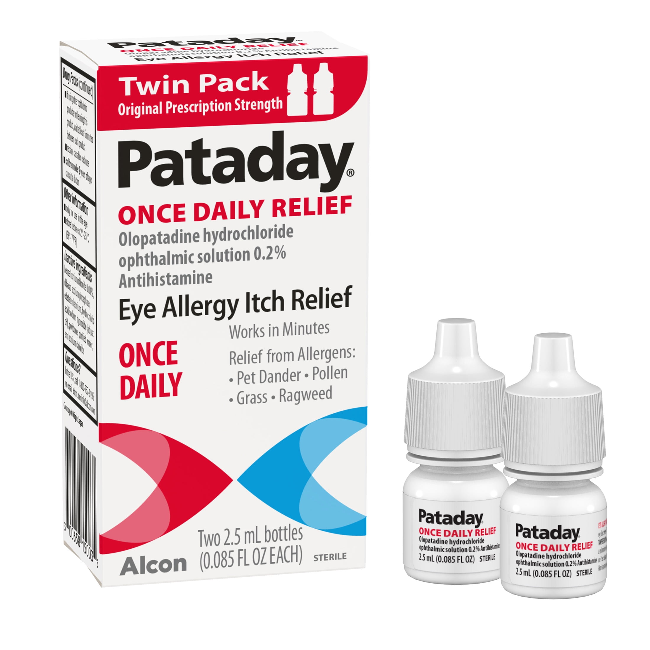Pataday Once Daily Eye Care Allergy Relief Eye Drops, Twin Pack