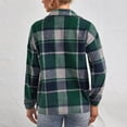 thumbnail image 6 of Jinhomg Women's Flannel Plaid Jacket Fall Winter Casual Long Sleeve Button Down Shacket Warm Cozy Lapel Collared Fuzzy Shirt Jackets Army Green L, 6 of 9