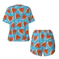 thumbnail image 5 of Naloa Cartoon Watermelon Women's Short-Sleeved Pajama Set, Loungewear, Summer pajamas, Breathable Cozy - Large, 5 of 9