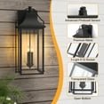thumbnail image 4 of Lawyettle 25" Large Outdoor Wall Lantern, Dusk to Dawn Black 3-Light Sconce with Glass for Front Door, Garage, Porch, 4 of 7