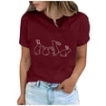 thumbnail image 2 of Tops de Cuello Alto para las Mujeres Amante Impreso Camiseta Cuello Redondo Manga Corta, Poliéster Spandex, 2 of 7