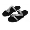 thumbnail image 4 of JeashCHAT Women's Rhinestone Flat Sandals Flat Slippers Strappy Slip On Open Toe Slide Sandals Plus-size Flip Flops Dressy Thong Sandals, 4 of 7