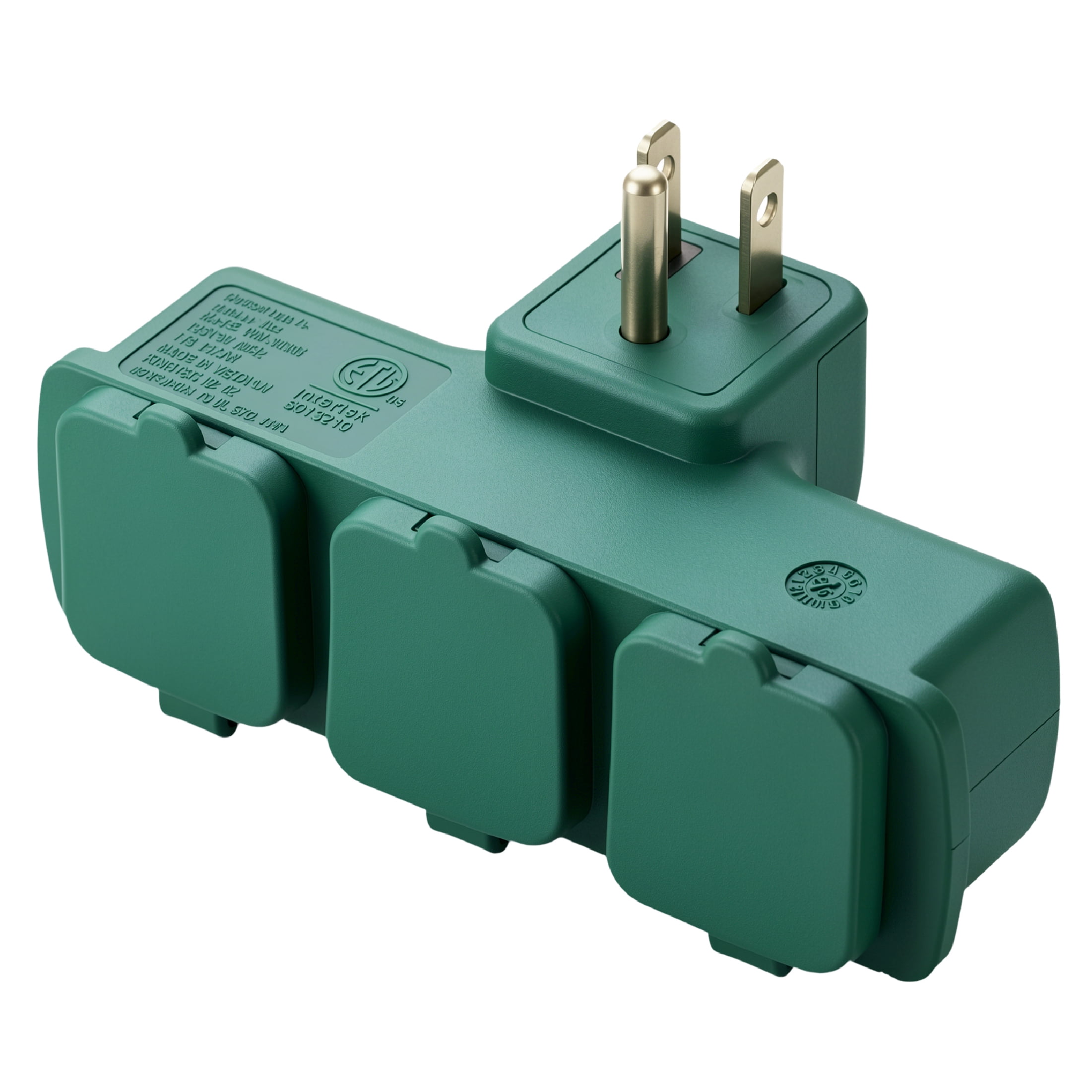 Hyper Tough Indoor/Outdoor 3 Grounded Outlet Adapter - Green