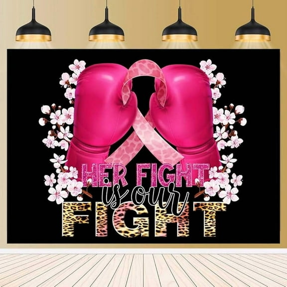 Breast Cancer Awareness Backdrop for October Breast Cancer Month, Black Pink Breast Cancer Banner Decorations, Breast Cancer Awareness Background Breast Cancer Fighter Charity Activities 7x5ft