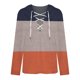 thumbnail image 4 of Mujeres Otoño Invierno Color bloque estampado vendaje cruzado cuello en V cultivo entrenamiento raya costura manga larga Sexy sudadera con capucha blusa pulóver Fridja  fhghd558, 4 of 5