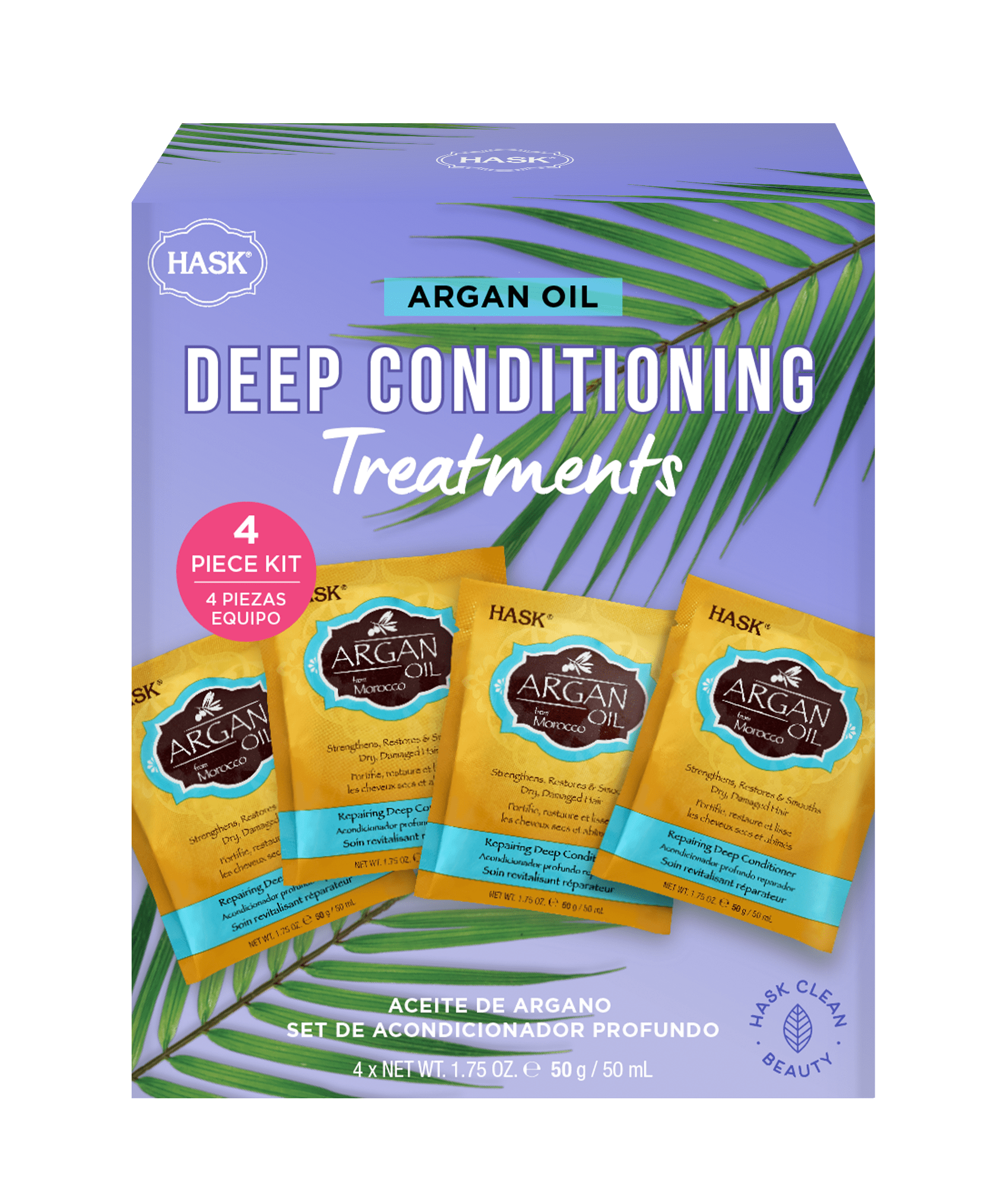 HASK Argan Oil Repairing Deep Conditioner, 4-Pack (1.75 oz Each)