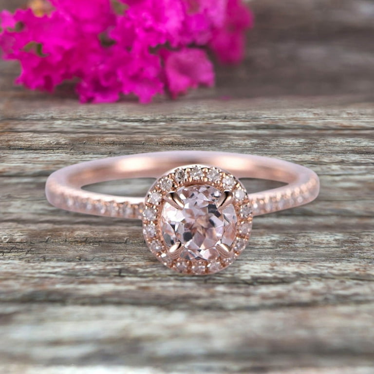 Engraved round gemstone store promise ring