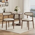 thumbnail image 4 of EOP Mid-Century Wooden Dining Chairs Set of 2, Farmhouse Upholstered Kitchen Dining Chairs with Curved Back, Modern Fabric Side Dining Chair for Dining Room, Restaurant, Beige, 4 of 11
