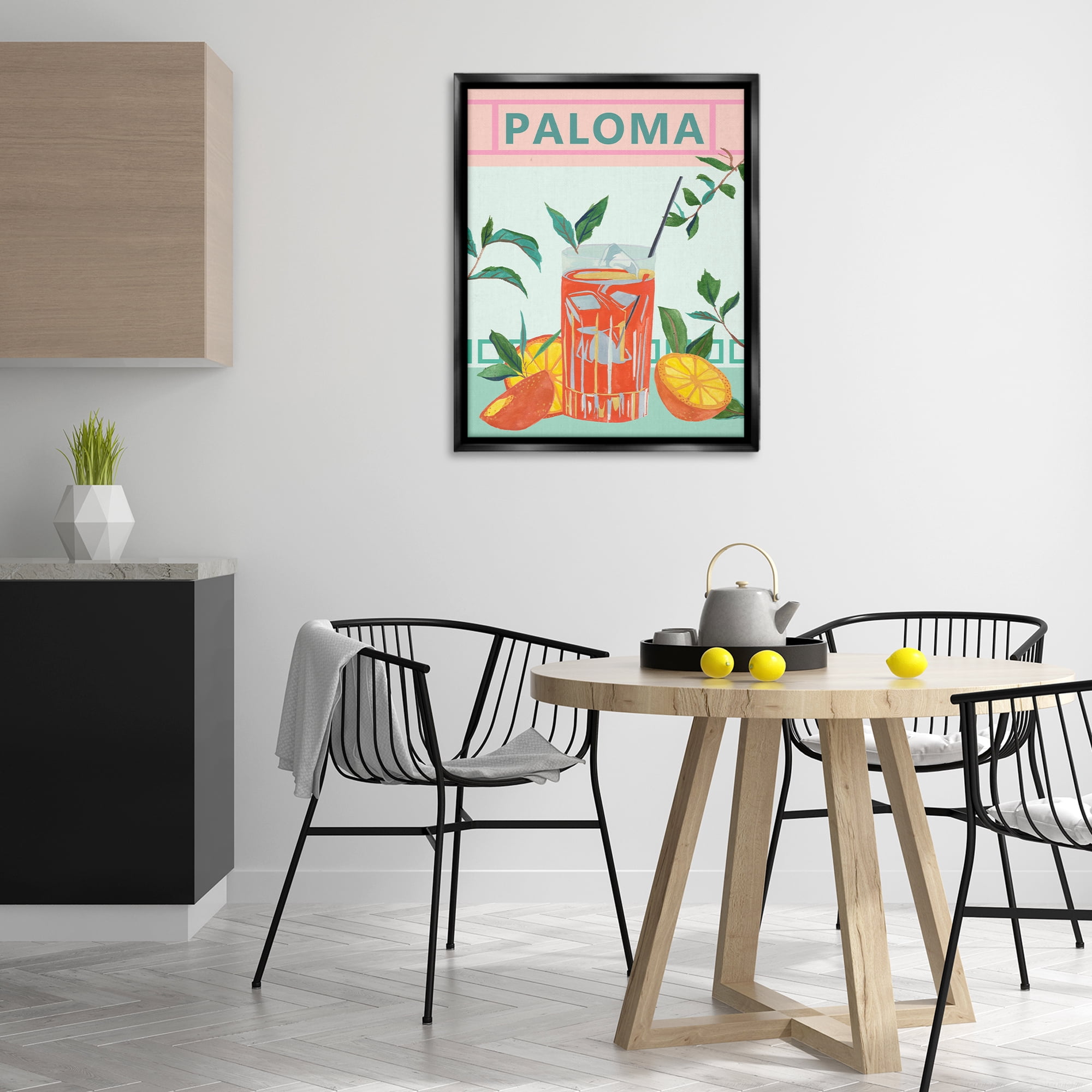Stupell Industries Paloma Tropical Cocktail Food & Beverage Painting Black Floater Framed Canvas Art Print Wall Art, 25 x 31