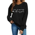 thumbnail image 6 of Valentine's Sweatshirts for Women Love Letter Heart Printed Pullover Tops Crew Neck Long Sleeve Shirts Lightweight Loose Tees Casual Trendy Outfits Couple Hoodies Clothes Lover Gift Black XL, 6 of 6