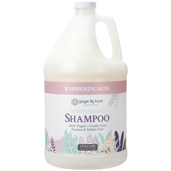 Ginger Lily Farms Botanicals Moisturizing Shampoo for All Hair Types, 100% Vegan & Cruelty-Free, Whispering Rose Scent, 1 Gallon (128 fl oz) Refill