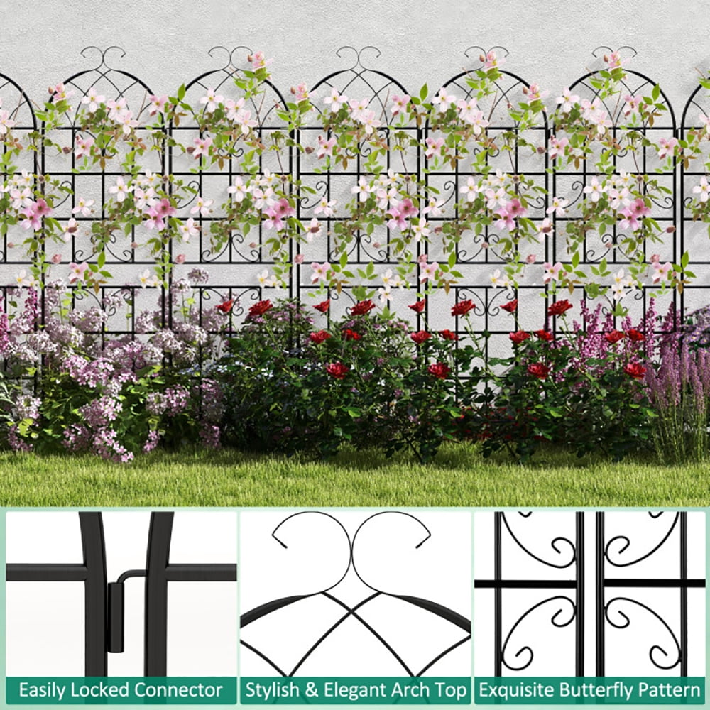 Topcobe 71 x 20 Inch Metal Garden Trellis for Climbing Plants, Flowers Stands Vegetables Patio Metal Lattices Grid Panels for Ivy Cucumbers, Set of 4, Green