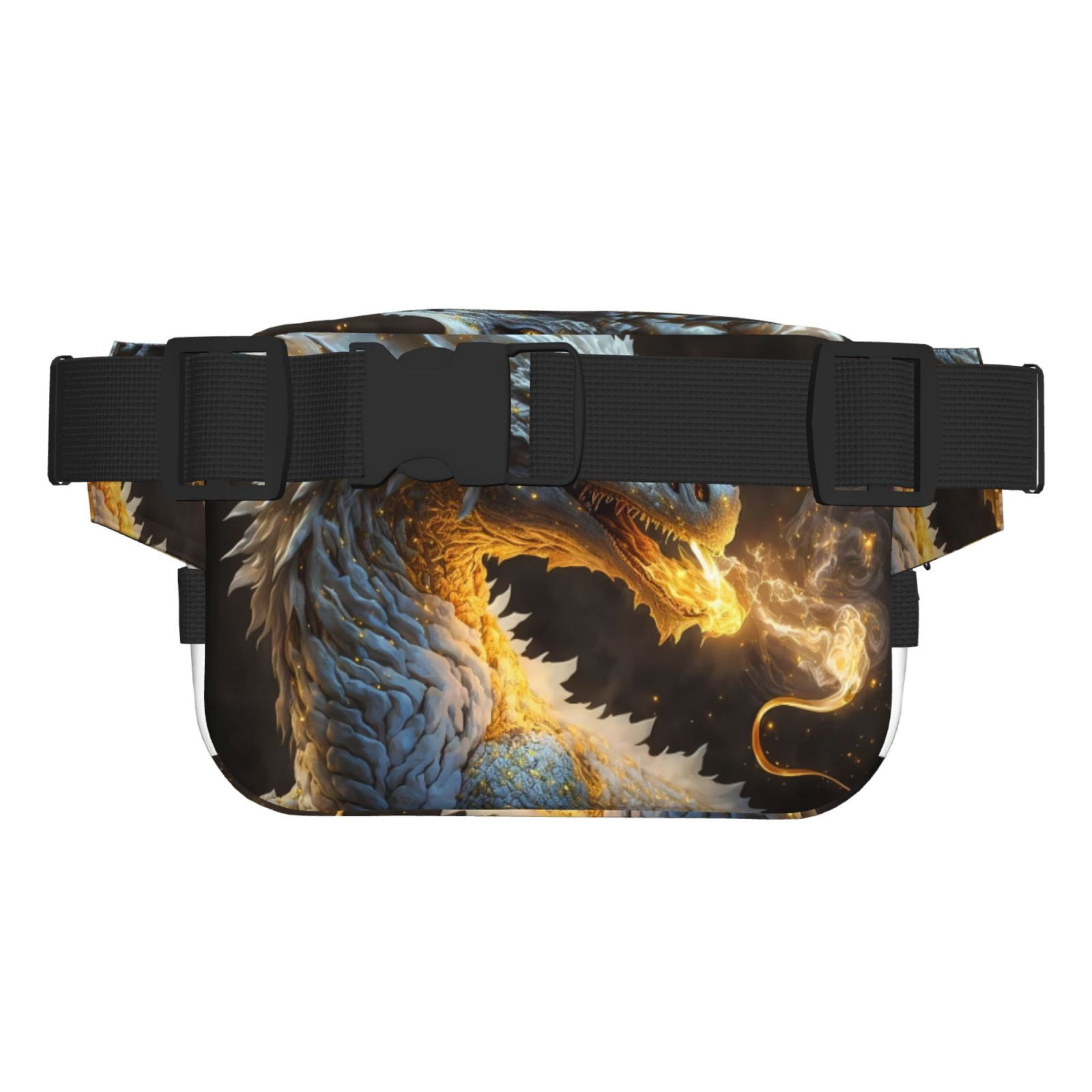 Hirioo Golden White Fire Dragon for Double Layer Waist Bag Adjustable Fanny Pack For Travel Running Hiking