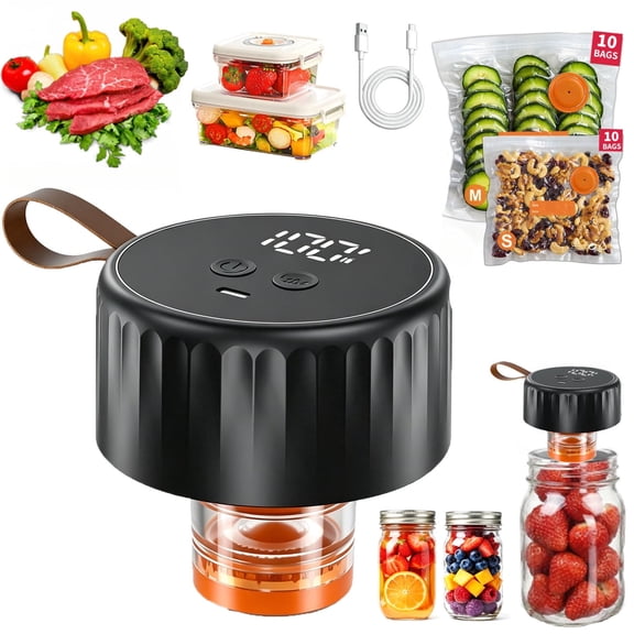 Electric Mason Jar Vacuum Sealer,Vacuum Sealer Machine for Wide & Regular Mouth Jars, Auto One-Touch Food Saver for Canning,With 20 Vacuum Sealer Bags