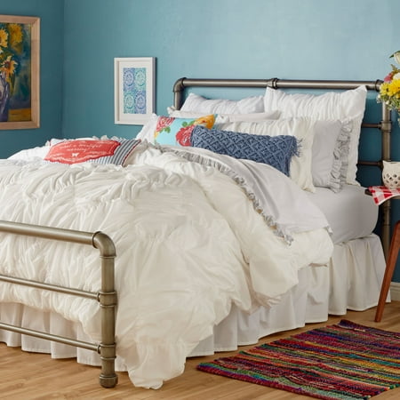 The Pioneer Woman Ruched Chevron Comforter, White (Best Comforter For Summer)