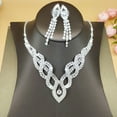 thumbnail image 3 of Top-keivon Rhinestone Bridal Wedding Jewelry Set Silver Crystal Necklace Earrings Sets Formal Costume Jewelry for Women and Brides, 3 of 7