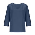 thumbnail image 6 of Admvng Plus Women Tops V Neck 3/4 Sleeve Casual Cotton Summer Plain Ladies Everyday Tee Soft Loose T Shirts Size S-5XL, 6 of 6