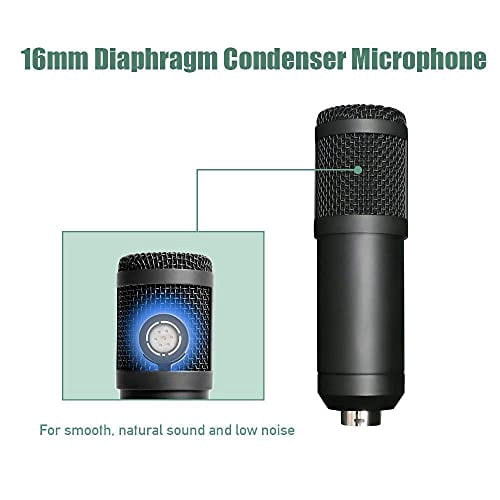 USB Streaming Podcast Pc Microphone Professional Studio Cardioid Condenser Mic Kit with Sound Card Boom Arm Shock Mount Filter,for Karaoke Gaming Recording