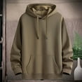 thumbnail image 3 of Men's Hoodies Fleece Lined Sweatshirts Solid Color Drawstring Hoodie Spring Fall Long Sleeve Tops Casual Hooded Pullovers with Pockets Loose Cotton Hoody Outwear for Sports Running, 3 of 7