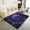 thumbnail image 3 of 3x5ft Purple Roses Area Rug, Galaxy Shiny Stars 3D Flowers Carpet, Romantic Florals Blossom Dreamy Washable Indoor Floor Mat, Black Petals Botanical Washable Decorative Rug, 3 of 6
