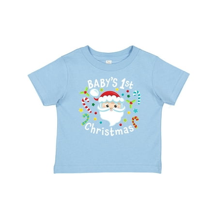 

Inktastic Baby s 1st Christmas Santa with Candy Canes Gift Baby Boy or Baby Girl T-Shirt
