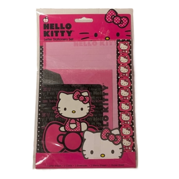 Hello Kitty Letter Stationery Set with Cards, Memo Sheets, Envelopes & Stickers – Sanrio Cute Kawaii Writing Set