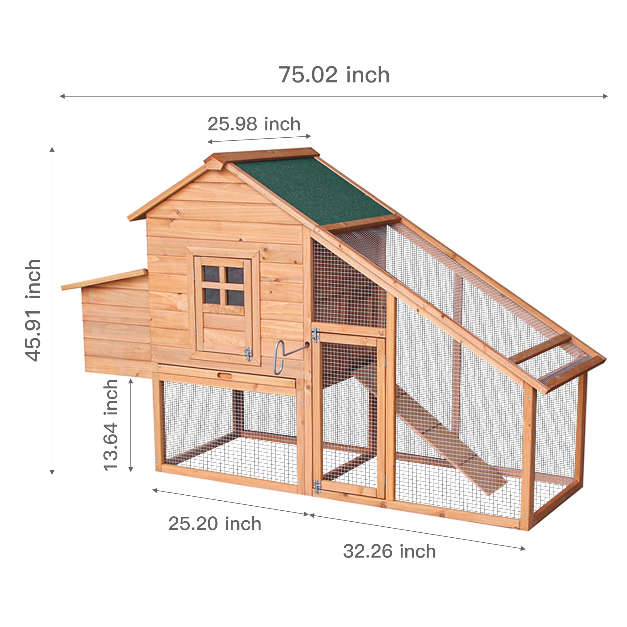Pefilos 74" Large Wood Rabbit Hutch, Outdoor Hen House Bunny Cage with Ventilation Door, Pet Poultry Coop with Egg Box, Orange Pefilos 74" Large Wood Rabbit Hutch, Outdoor Hen House Bunny Cage with Ventilation Door, Pet Poultry Coop with Egg Box, Orange