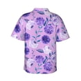 thumbnail image 3 of Balery Violet Print Men's Hawaiian Shirts Short Sleeve Beach Shirt Relaxed Fit Vacation Button Down Shirts-Large, 3 of 9