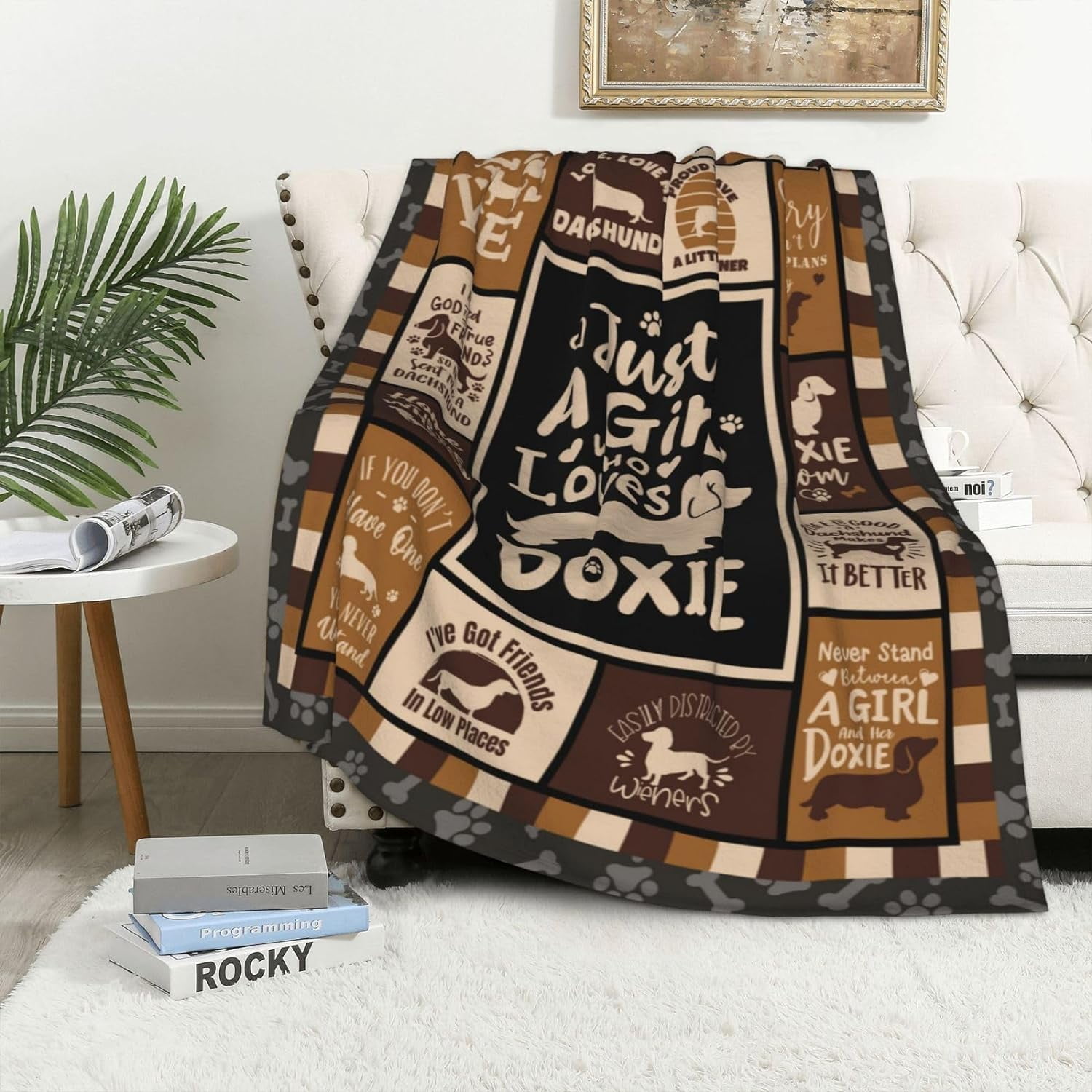 Dachshund Blanket - Dachshund Gifts for Women - Weiner Dog Gifts for Women - Dachshund Gifts for Dachshund Lovers - Wiener Dog Gifts - Dachshund Decor Throw Blanket 60" x 50"
