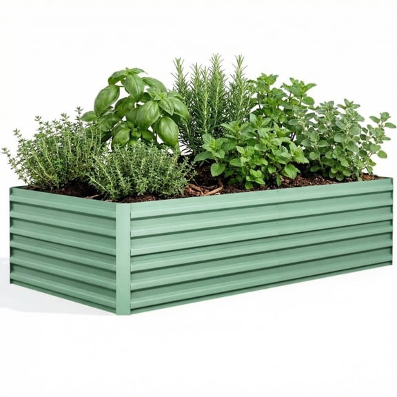 JoanKaren 8x4x2 ft Galvanized Raised Garden Bed,Large Deep Root Metal Planter Box for Vegetables Flowers,Green
