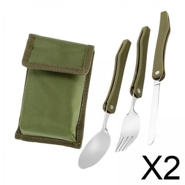 Juego De 2 Cubiertos Portátiles Para Campamento, Cuchillo, Cuchara, Cubiertos Para Picnic, Senderismo, Mochilero